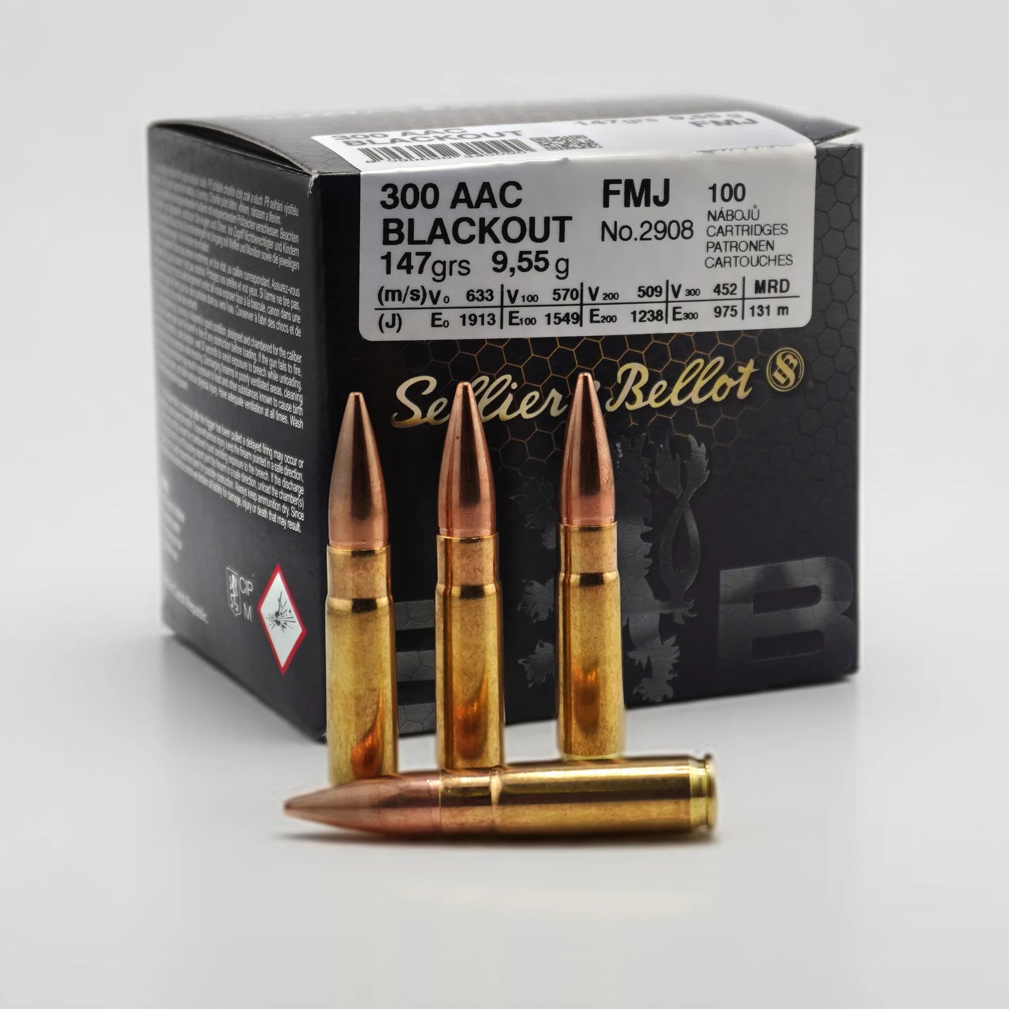 Sellier & Bellot .300 AAC Blackout Vollmantel 147 grs, 100 Schuss, Hauptansicht